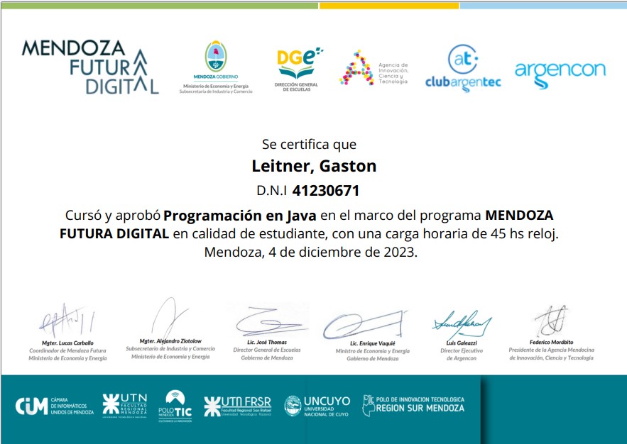 certificado programacion en java