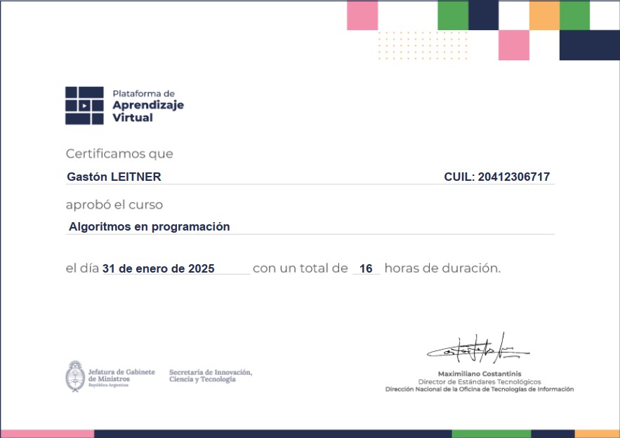 certificado algoritmos en programacion